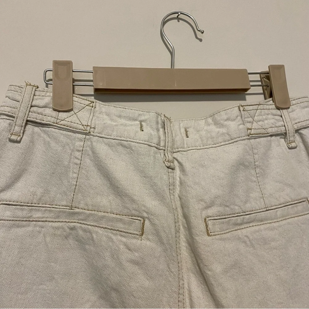 We the Free Off-White Pants with Gold Stitching